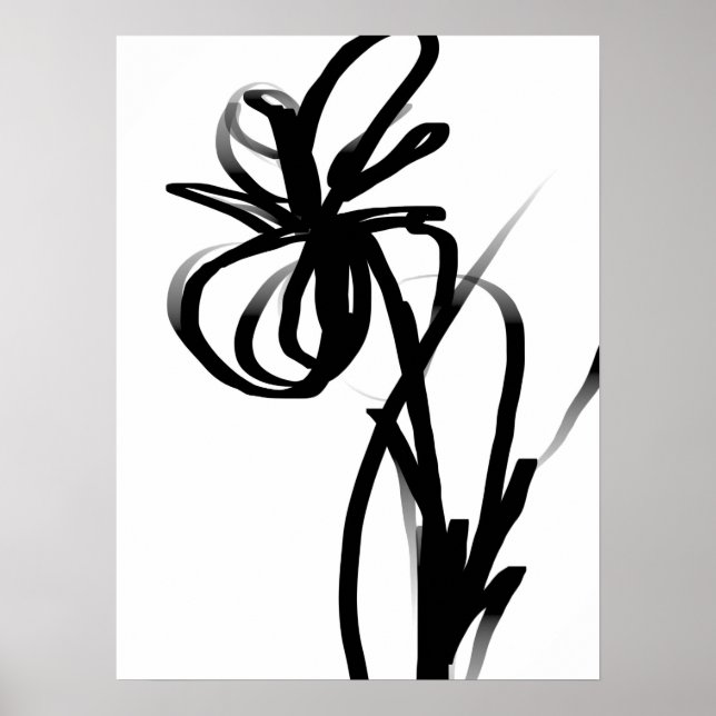 Poster Orchidée Blanc : Abstrait blanc et noir (Devant)