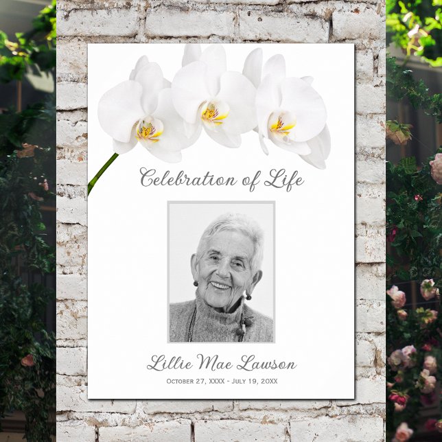 Poster Orchidée En Mémoire Affectueuse Photo Mémorial Fun (Celebration of Life photo memorial funeral poster - INSTANT DOWNLOAD or PRINTED (framed, too))