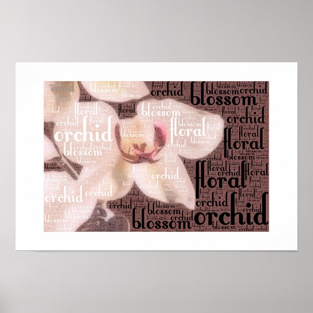 Poster Orchidée Floral Blossom Word Cloud (Devant)