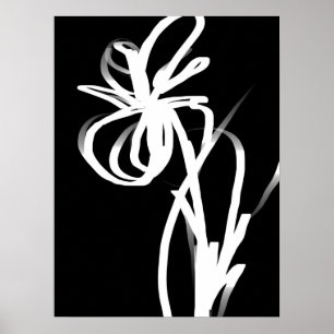 Poster Orchidée Noir : Abstrait noir et blanc