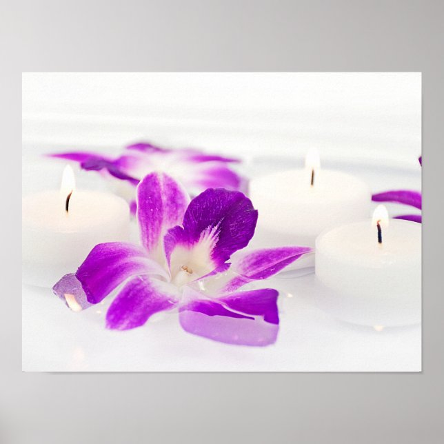 Poster orchidées flottantes et bougies (Devant)