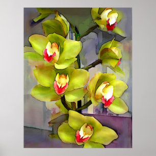 Poster Orchidées vertes de Cymbidium