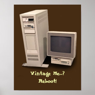 Poster Ordinateur de bureau vintage redémarrer petit