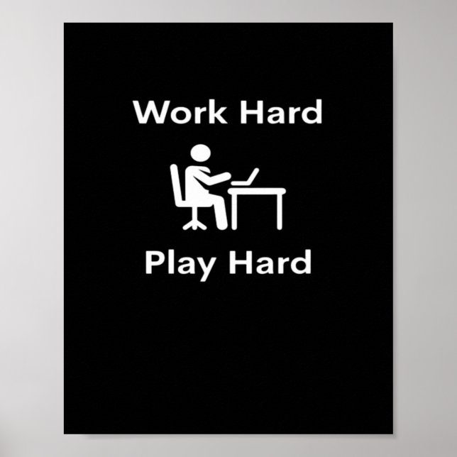 Poster Ordinateur portable dur à travailler (Devant)