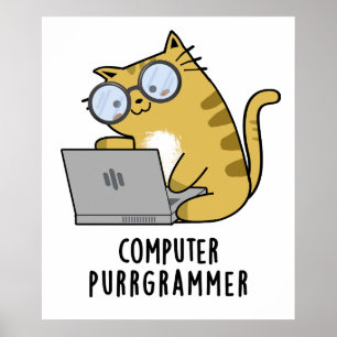 Poster Ordinateur Purr-grammer Funny Cat Pun
