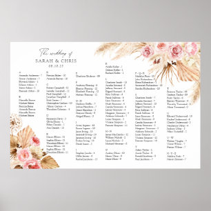 Poster Ordre alphabétique Boho Floral Seating chart