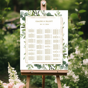 Poster ORDRE ALPHABÉTIQUE Gold Green Mariage Siège