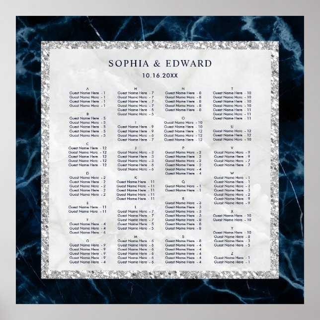 Poster ORDRE ALPHABÉTIQUE Mariage en marbre (Devant)