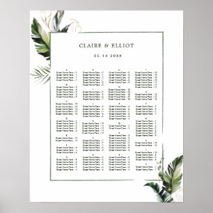 Poster ORDRE ALPHABÉTIQUE Mariage tropical Siège