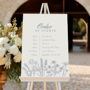 Poster Ordre des événements Mariage Fleur sauvage Bleu pe
