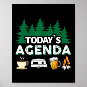 Poster Ordre du jour _ Café Camping Bière Feu de camp _ C
