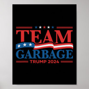 Poster Ordures pour Trump 2024 Drapeau américain Vintage