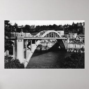 Poster Oregon City, OU pont routier sur Willamette
