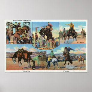 Poster OregonVue panoramique de Rodeo Bronco Busters