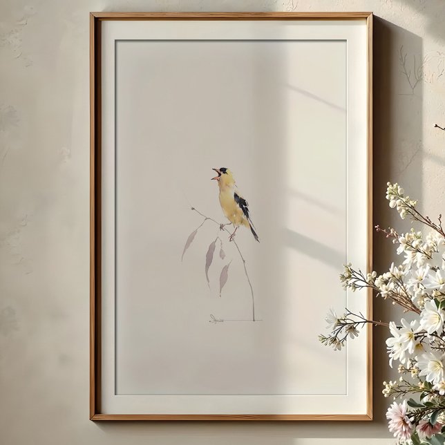 Poster Orfèvrerie américaine Goldfinch Chanter Aquarelle  (Créateur téléchargé)