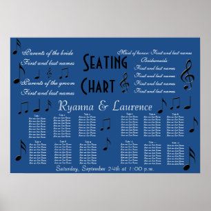 Poster Organigramme de mariage notes de musique quelque c