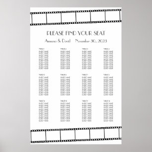 Poster Organigramme de mariage sur bande de film de stars