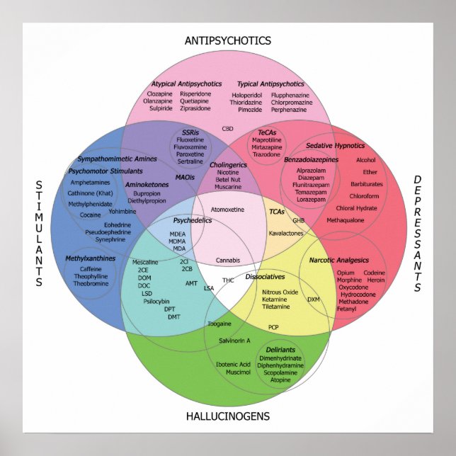 Poster Organigramme des médicaments psychotropes (Devant)