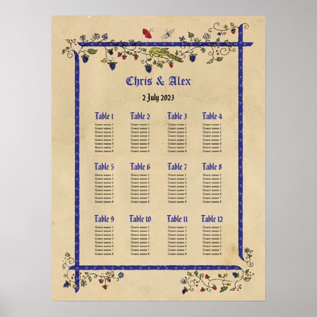 Poster Organigramme mariage des animaux médiévaux (Devant)