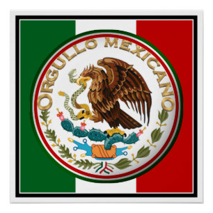 Poster Orgullo Mexicano (aigle du drapeau mexicain)
