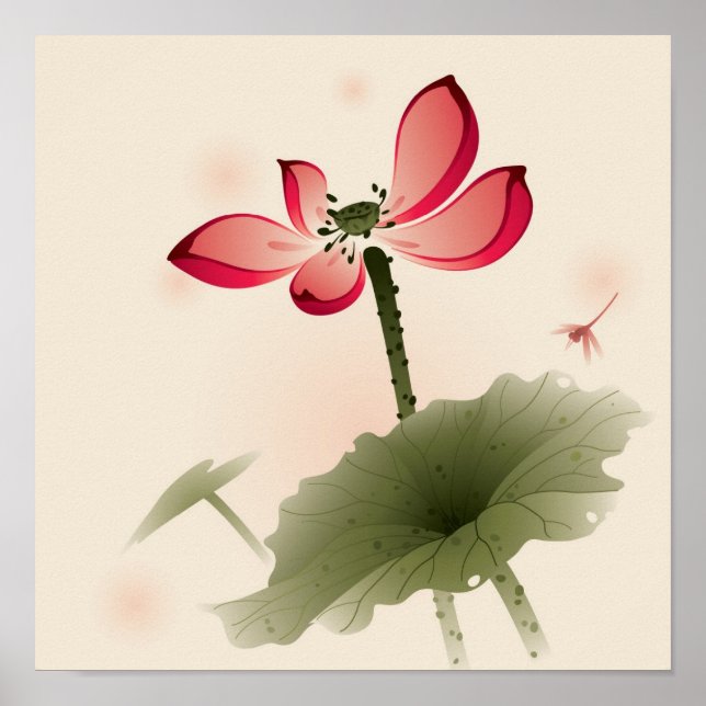 Poster Oriental Lotus (Devant)