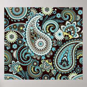 Poster Oriental Paisley Vintage Motif sans fil