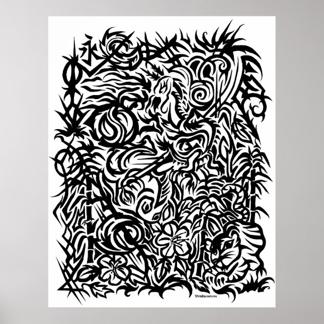 Poster Oriental Tribal Tattoo Design (Devant)