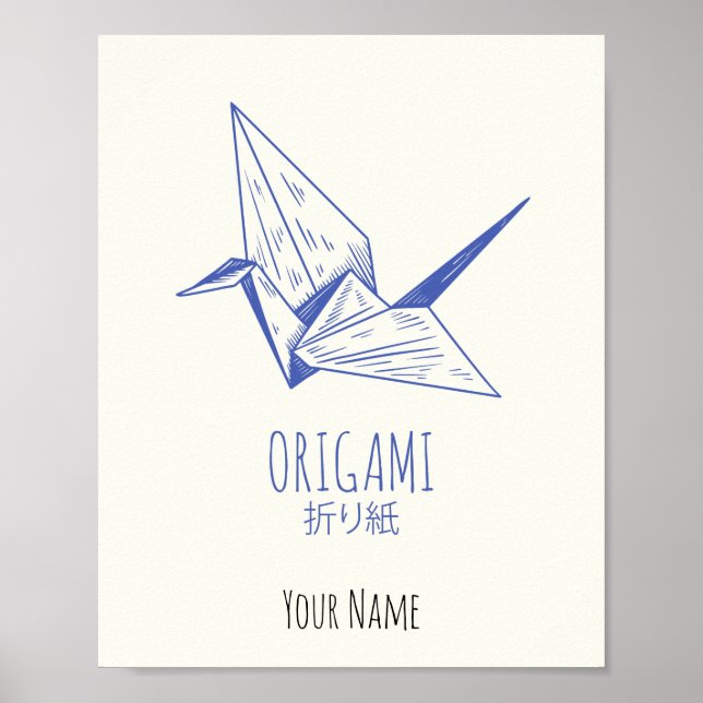 Poster Origami Art Grue traditionnelle (Devant)