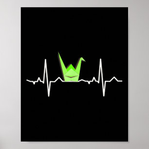 Poster Origami de la grue de papier, Chemise de pulse Ecg