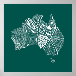 Poster Original Australia Map Art - Choose Your Colour