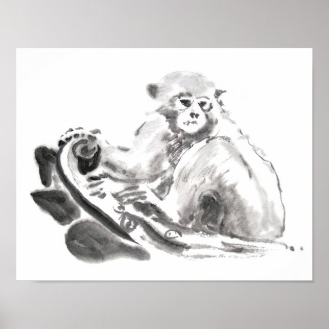 Poster original de la peinture de linge de singe A (Devant)