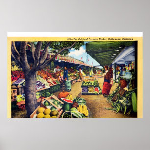 Poster Original Farmer's Market, Hollywood, Californie