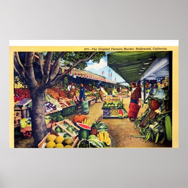 Poster Original Farmer's Market, Hollywood, Californie (Devant)
