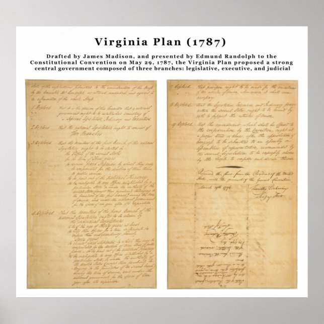 Poster ORIGINAL Le plan Virginia 1787 (Devant)
