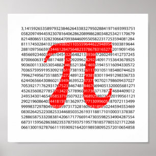Poster Original red number pi day mathematical symbol