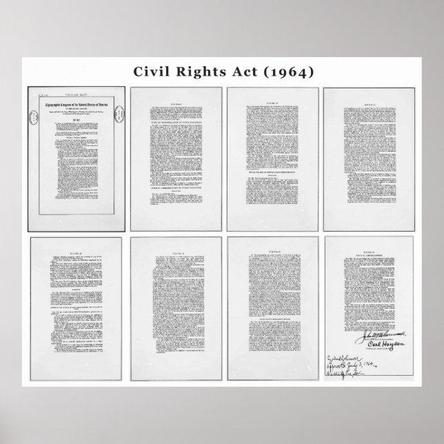 Poster ORIGINAL United States Civil Rights Act de 1964 (Devant)