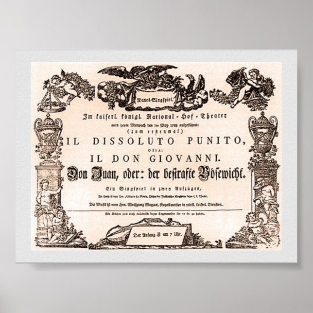 Poster Originale playbill, première de Vienne de Don Giov (Devant)