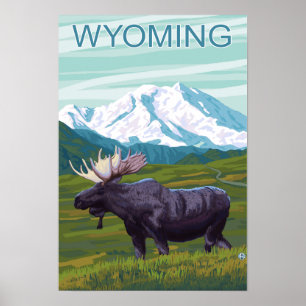 Poster Orignaux avec MountainWyoming