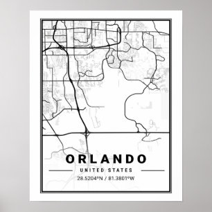 Poster Orlando Florida USA Travel City Plan