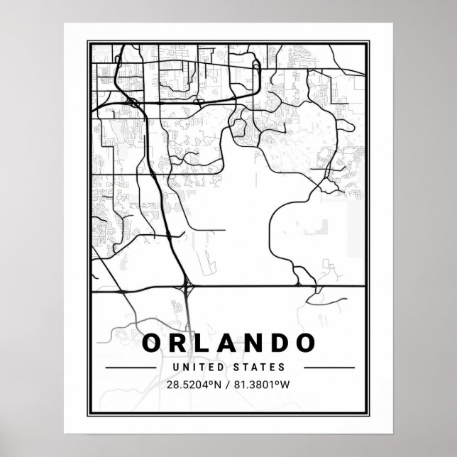 Poster Orlando Florida USA Travel City Plan (Devant)