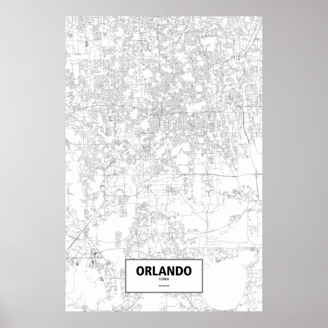 Poster Orlando, Floride (noir sur blanc) (Devant)