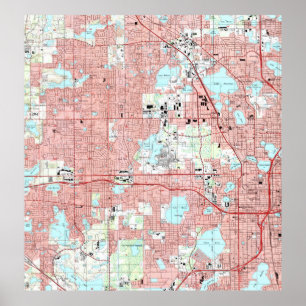 Poster Orlando la Floride Map (1995)