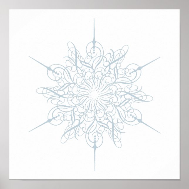 Poster Ornat Elegant Ice Blue Snowflake Noël (Devant)