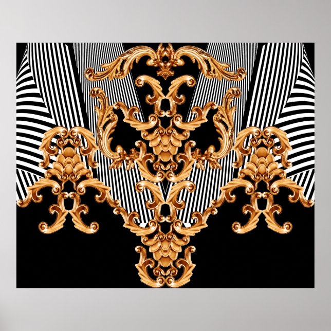 Poster Ornement baroque doré (Devant)