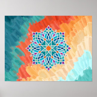 Poster Ornement de design arabe coloré
