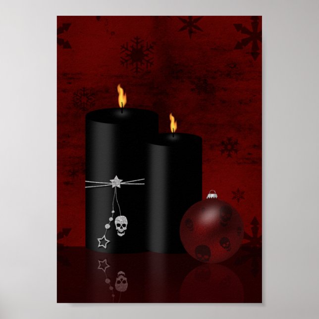 Poster Ornement des bougies de Noël gothiques (Devant)