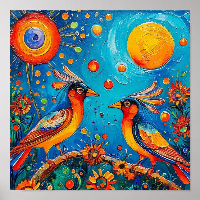 Poster Ornement d'oiseaux (Devant)