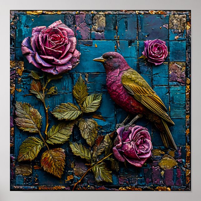 Poster Ornement d'oiseaux (Devant)