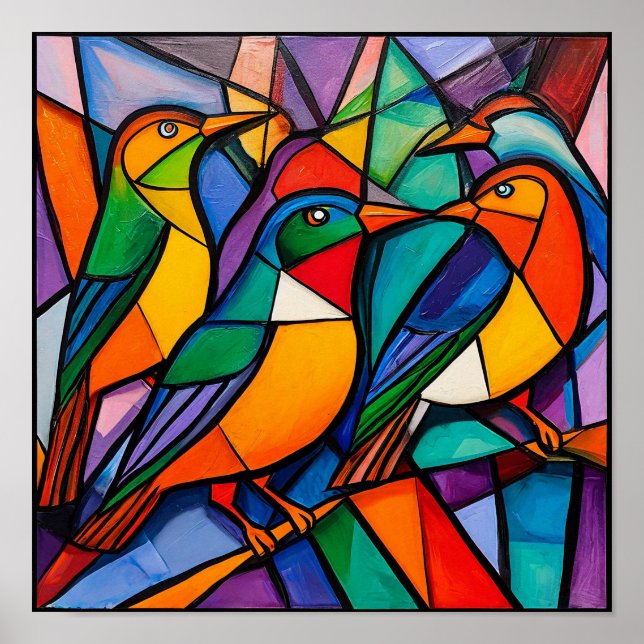 Poster Ornement d'oiseaux (Devant)