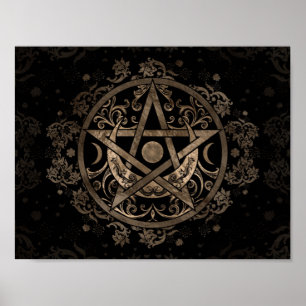 Poster Ornement Pentagramme - Or et Noir